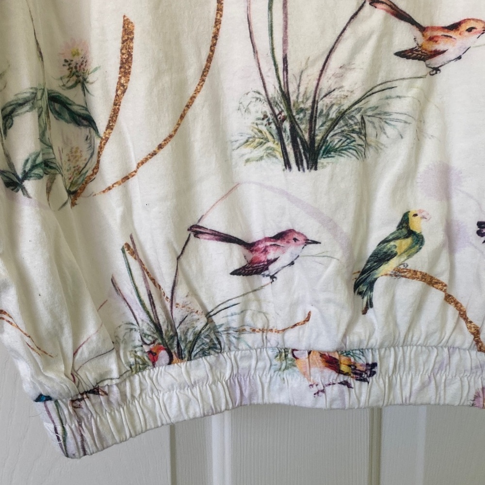 Maeve White Blouse with Colorful Bird Print - Picture 4 of 5